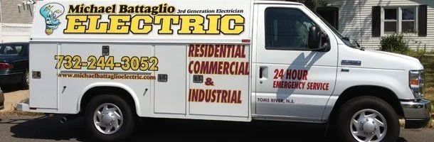 Michael Battaglio Electric service van lettered with 24 Hour Emergency Service